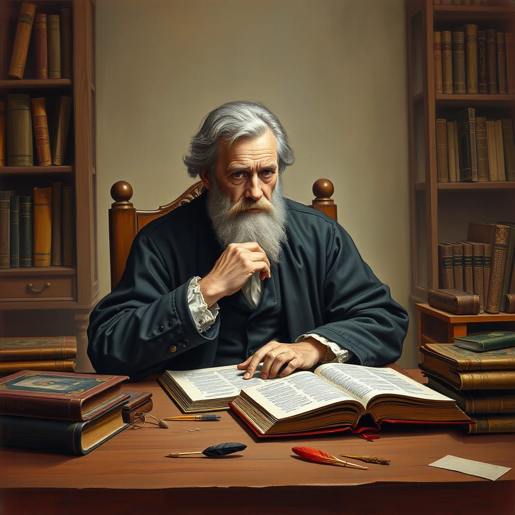 Scholar Pondering Truth in Romanticism Style
