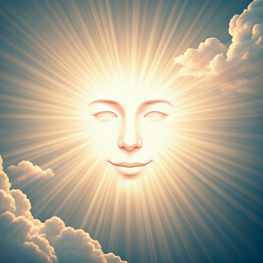 Ethereal Vapor Face in Heavenly Sunshine