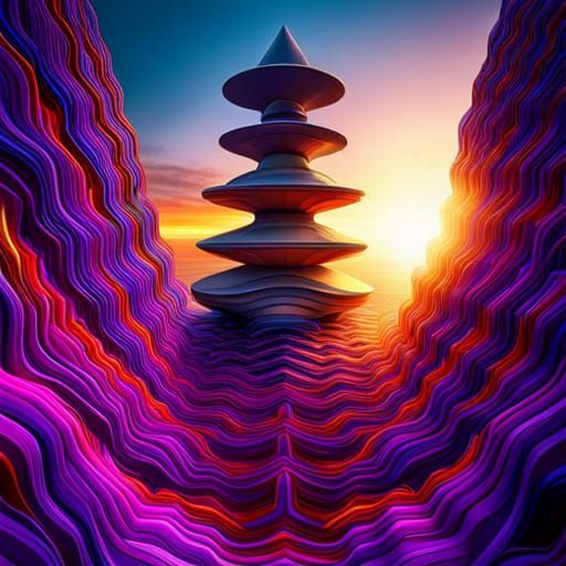 Vibrant Geometric Abstract Art in 3D