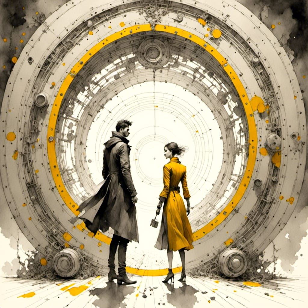 Hero Dodging Lasers in Futuristic Vault with Charcoal Style