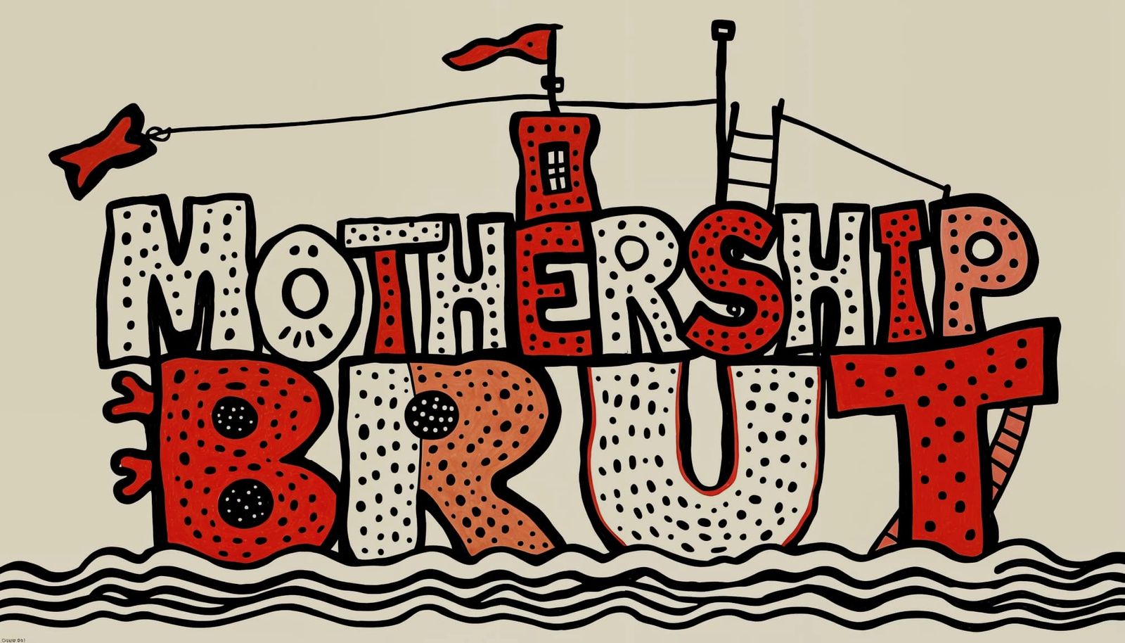 Mothership Brut in Jean Dubuffet's Art Brut Style
