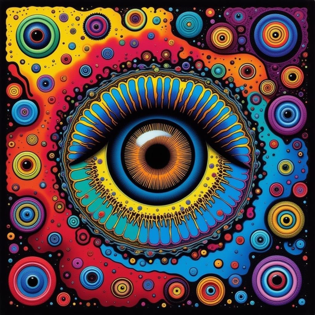 Kaleidoscopic Eyeballs with Fibonacci Swirls, Surreal Digita...