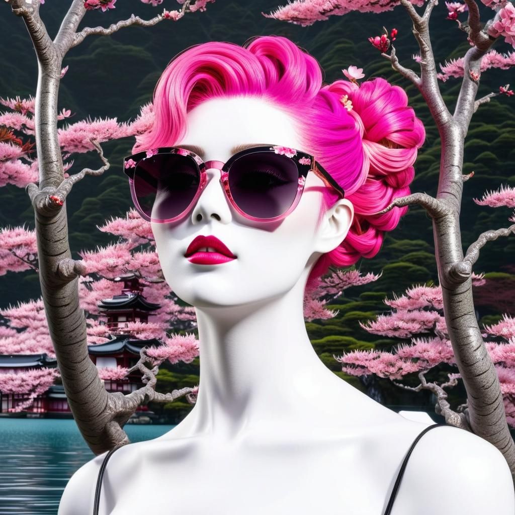 Dystopian Fractal Girl in Black and White Ink