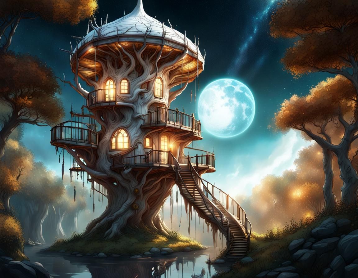 Galaxy Treehouse in Dreamcore Style