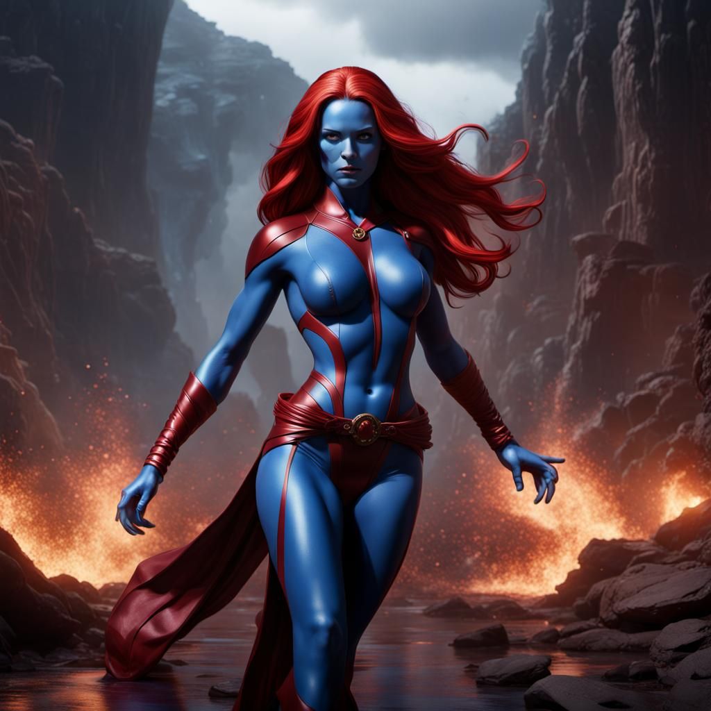 Mystique with Flowing Red Hair: Fantasy Concept Art
