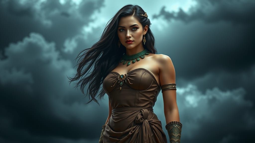 Majestic Greek Queen in Hyperrealistic CGI Rendering