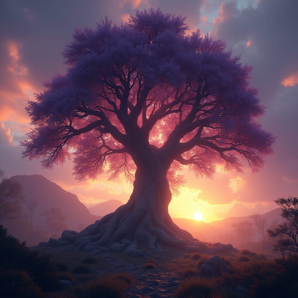 Majestic Tree Shining with Inner Light