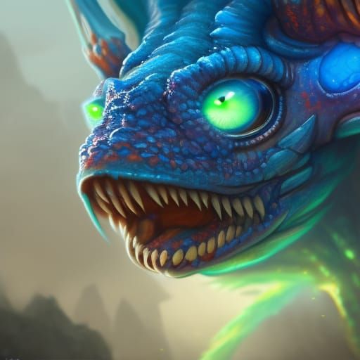 Murloc Dragon Head with Laser Eyes