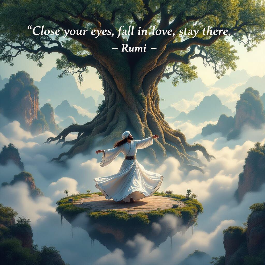 Ecstatic Sufi Dancer in a Dreamscape, Hyperrealistic Splash ...