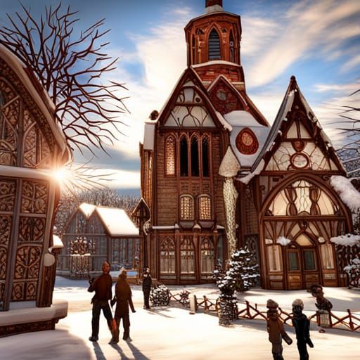 Steampunk Village in Winter Wonderland