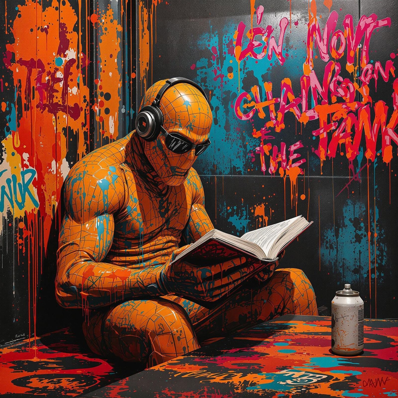 Tennessee orange in a drunk tank reading a realistic Bible