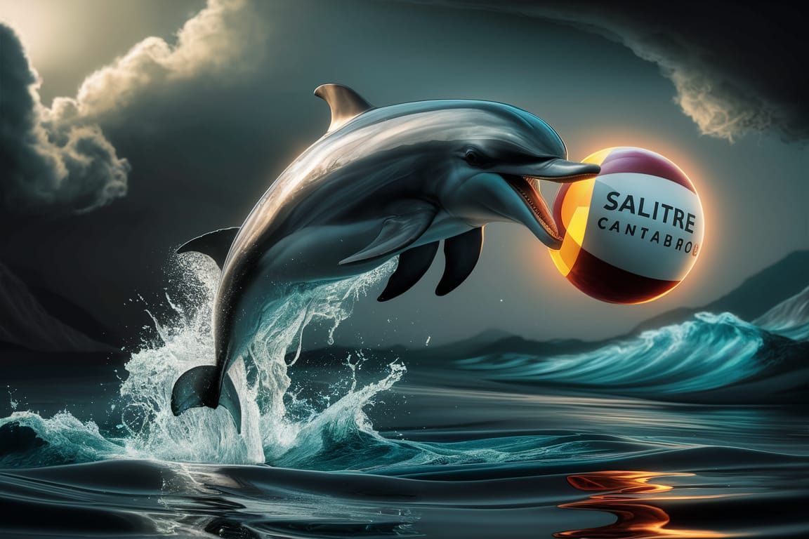 A dolphin playing with a Salitre Cantabro ball.