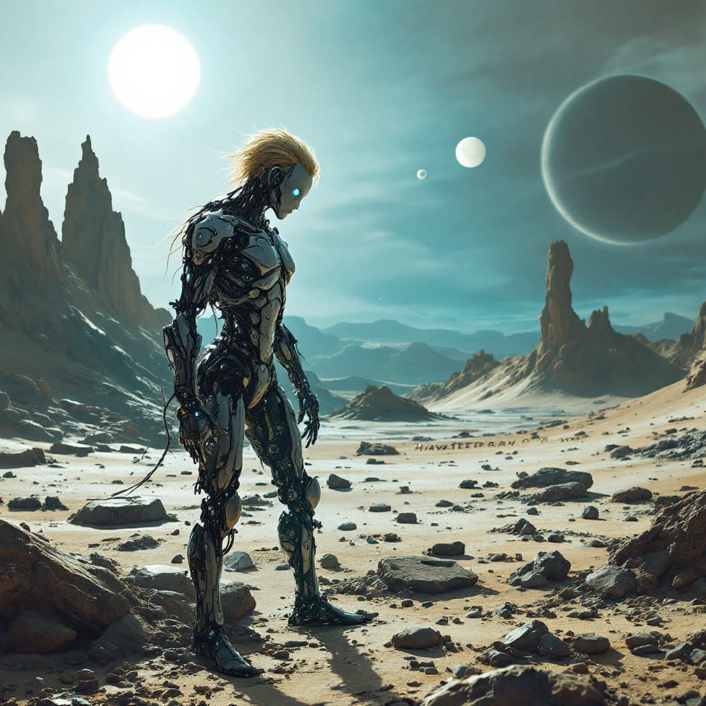 Ethereal Cyborg Elf on Alien Planet