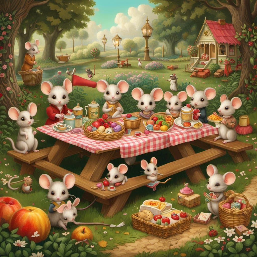 Intricate Toy Picnic: A Whimsical Digital Illustration