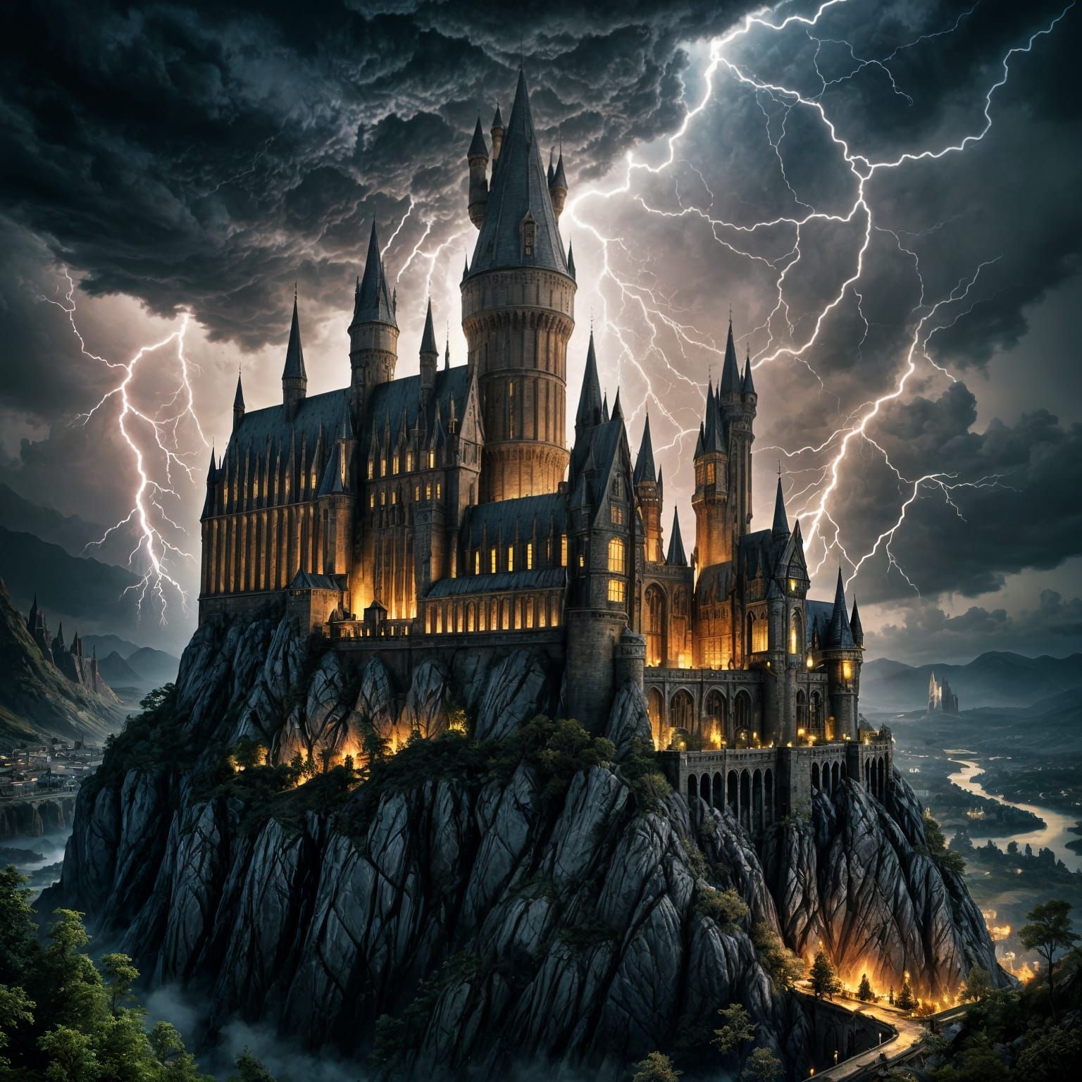 Epic Fantasy Portrait of Hogwarts Castle