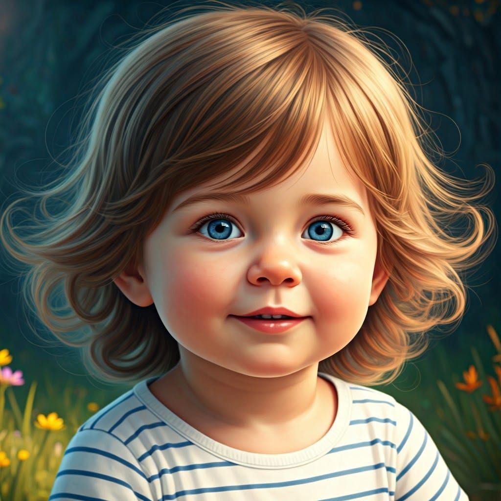 The child is very young, possibly a toddler, with light skin...