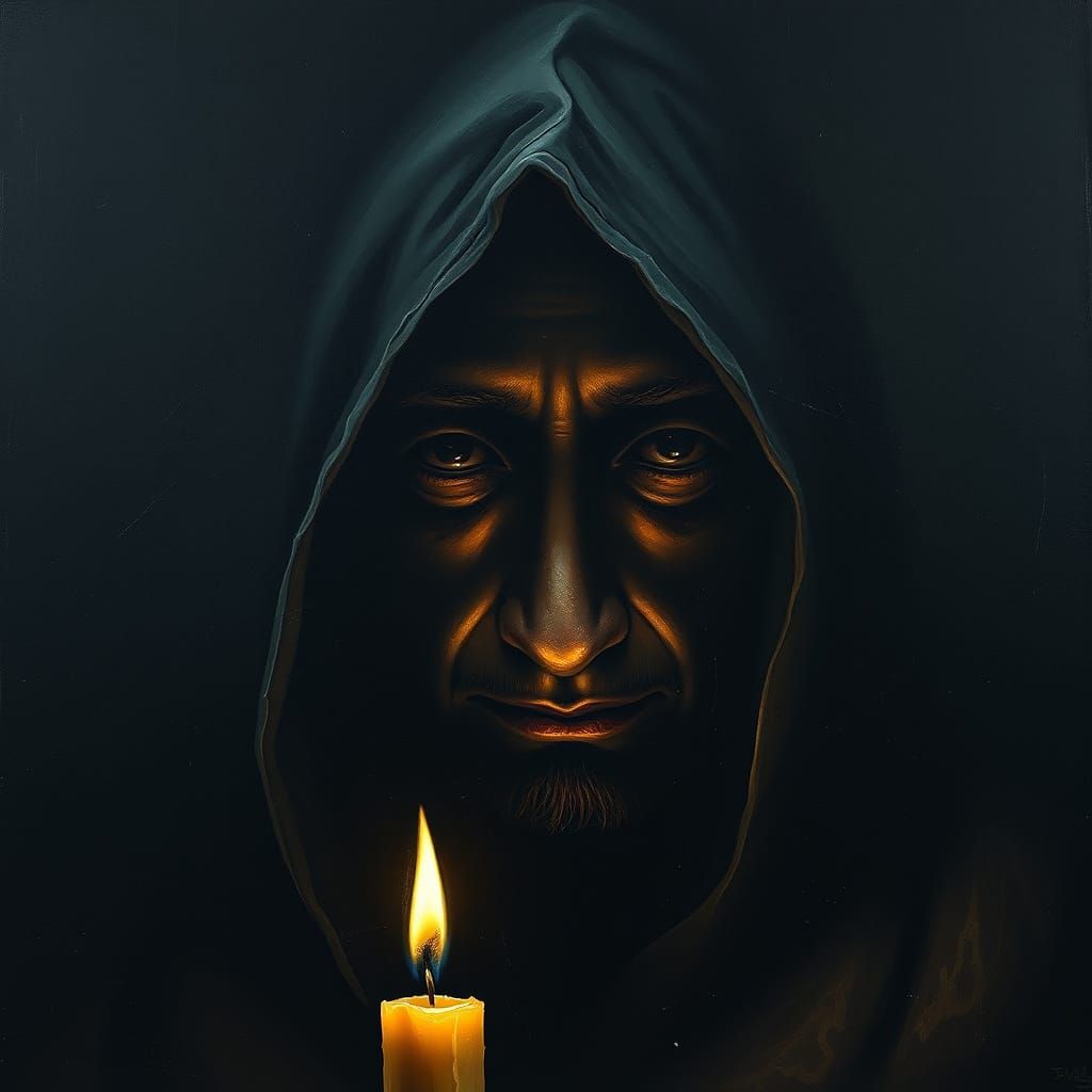 Enigmatic Figure in Shadows, Inspired by Goya