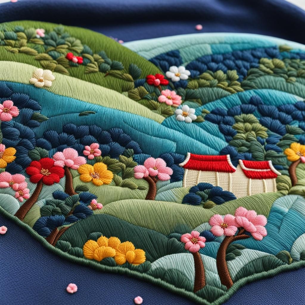 Embroidery: A Whimsical Japanese Wonderland