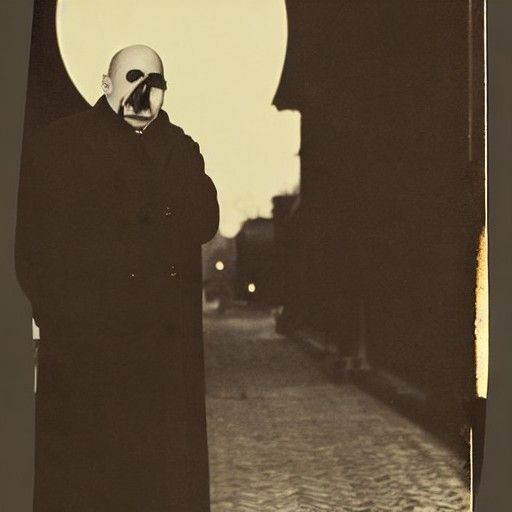 Eerie Encounter: A Romanticism-Style Street Scene