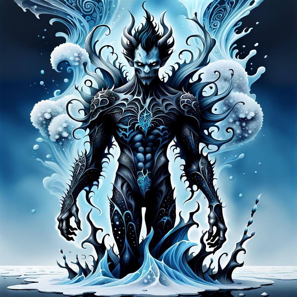 Icy Embrace: A Surrealist Inner Demon in Dreamlike Fantasy