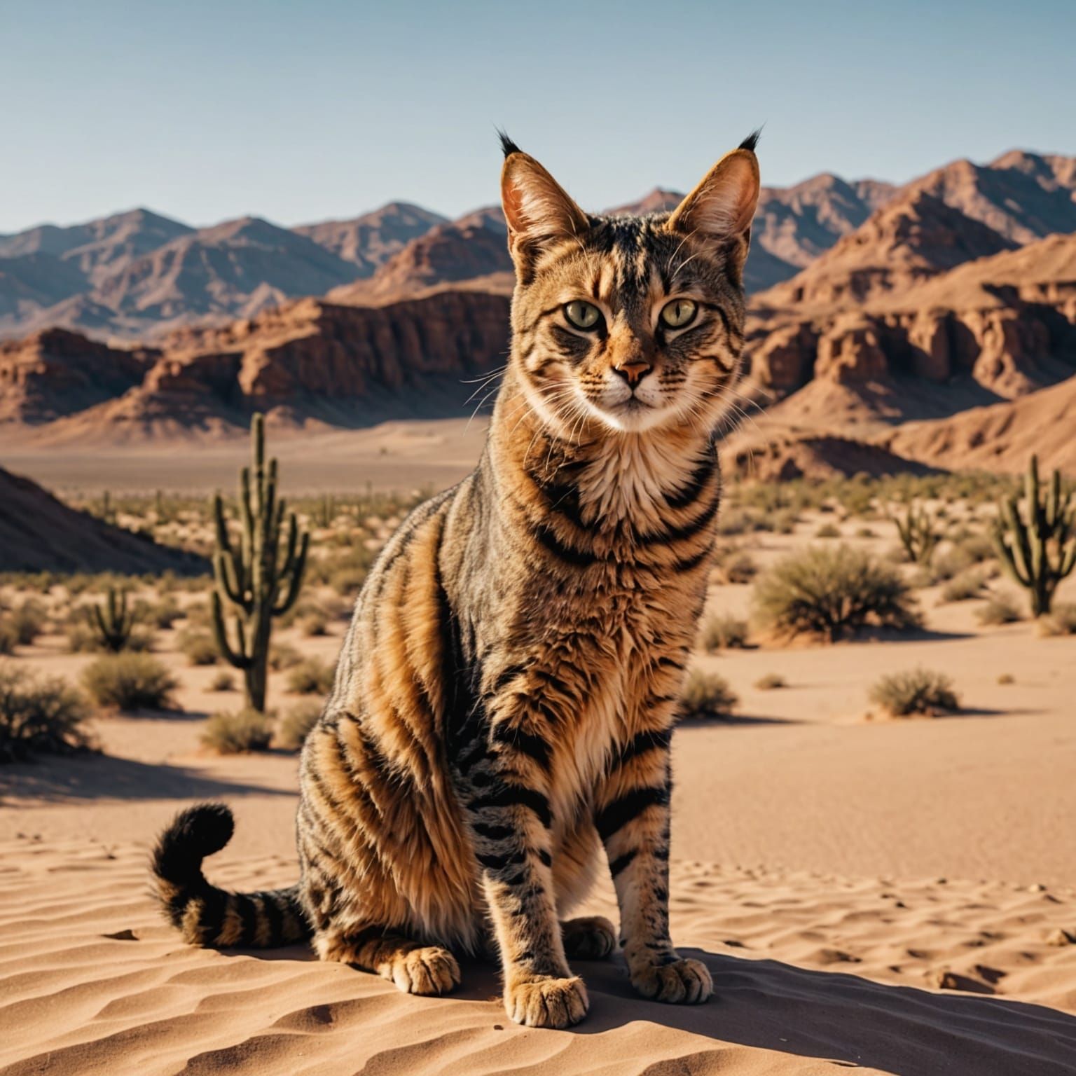 Regal Desert Feline Amidst Ancient Ruins