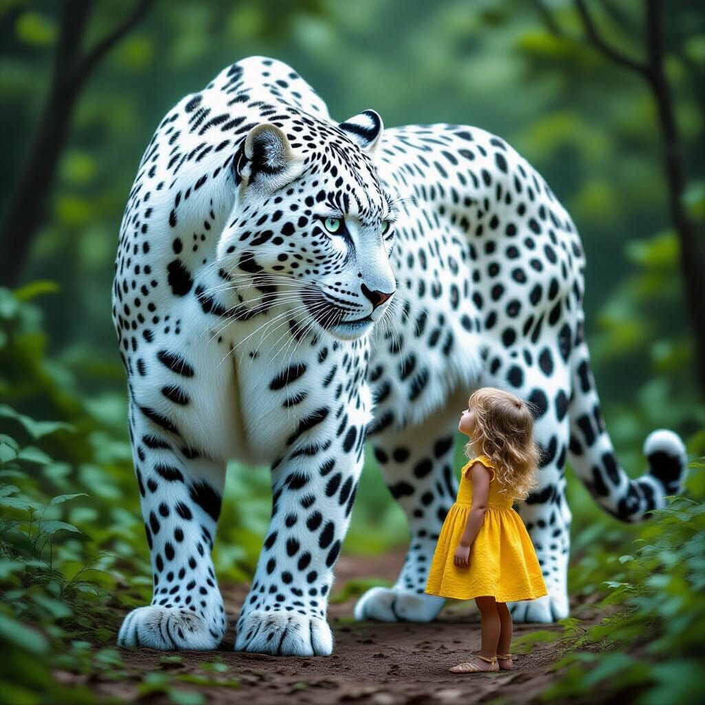 Giant White Leopard Meets Awe-Struck Girl in Hyperrealistic ...