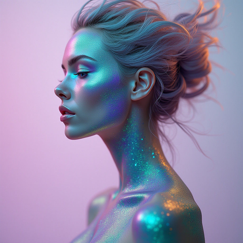 Surreal Woman Made of Iridescent Eyeshadows
