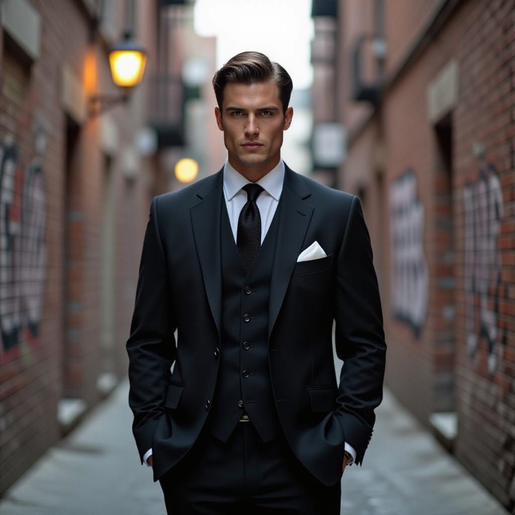 Mafia Man in Alleyway, Frank Miller Style