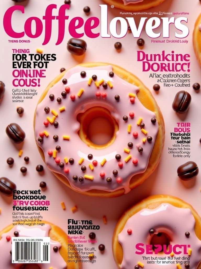 Coffee Lovers Magazine <lora:Magazine:1.0> dunkin Donuts the...