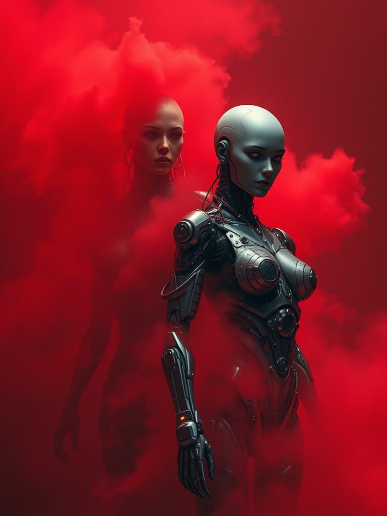 Futuristic Cyborgs Emerge From Eerie Red Smoke