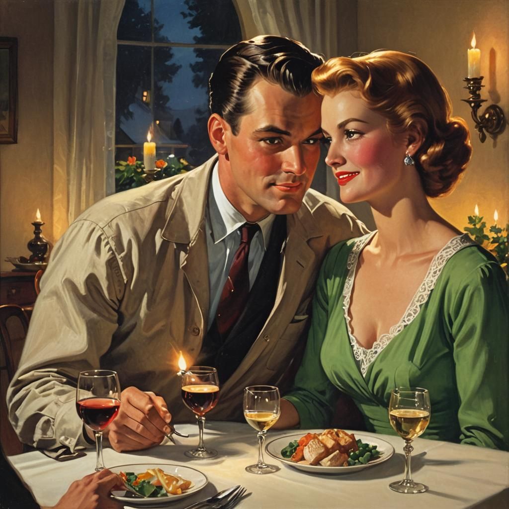 Romantic Dinner in Art Frahm Pin-Up Style