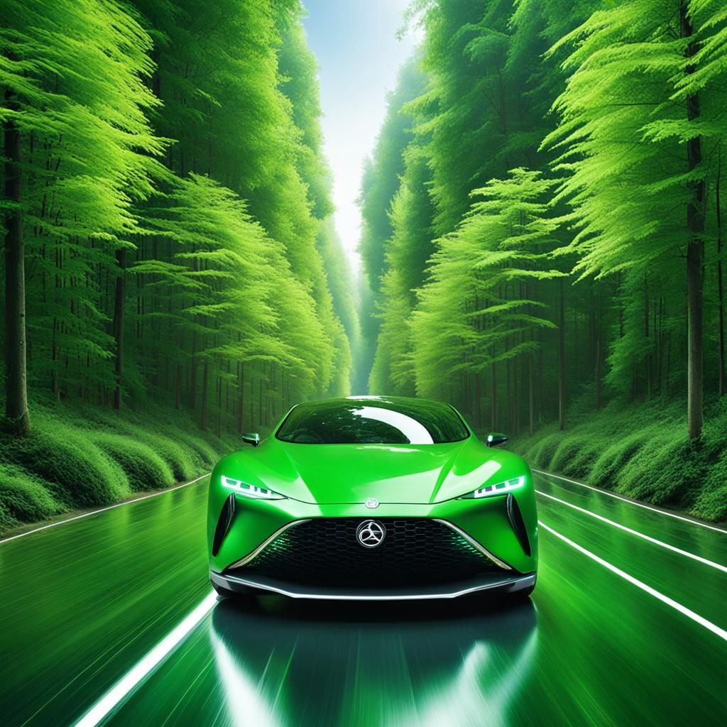 Green AI Car Concept Merging Nature and Technology