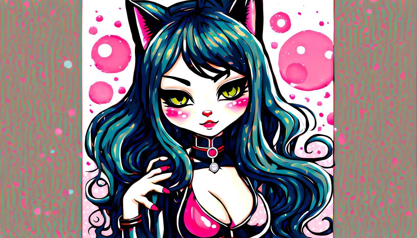 Chibi Cat-Woman: Kawaii Blobitecture Acrylic Art