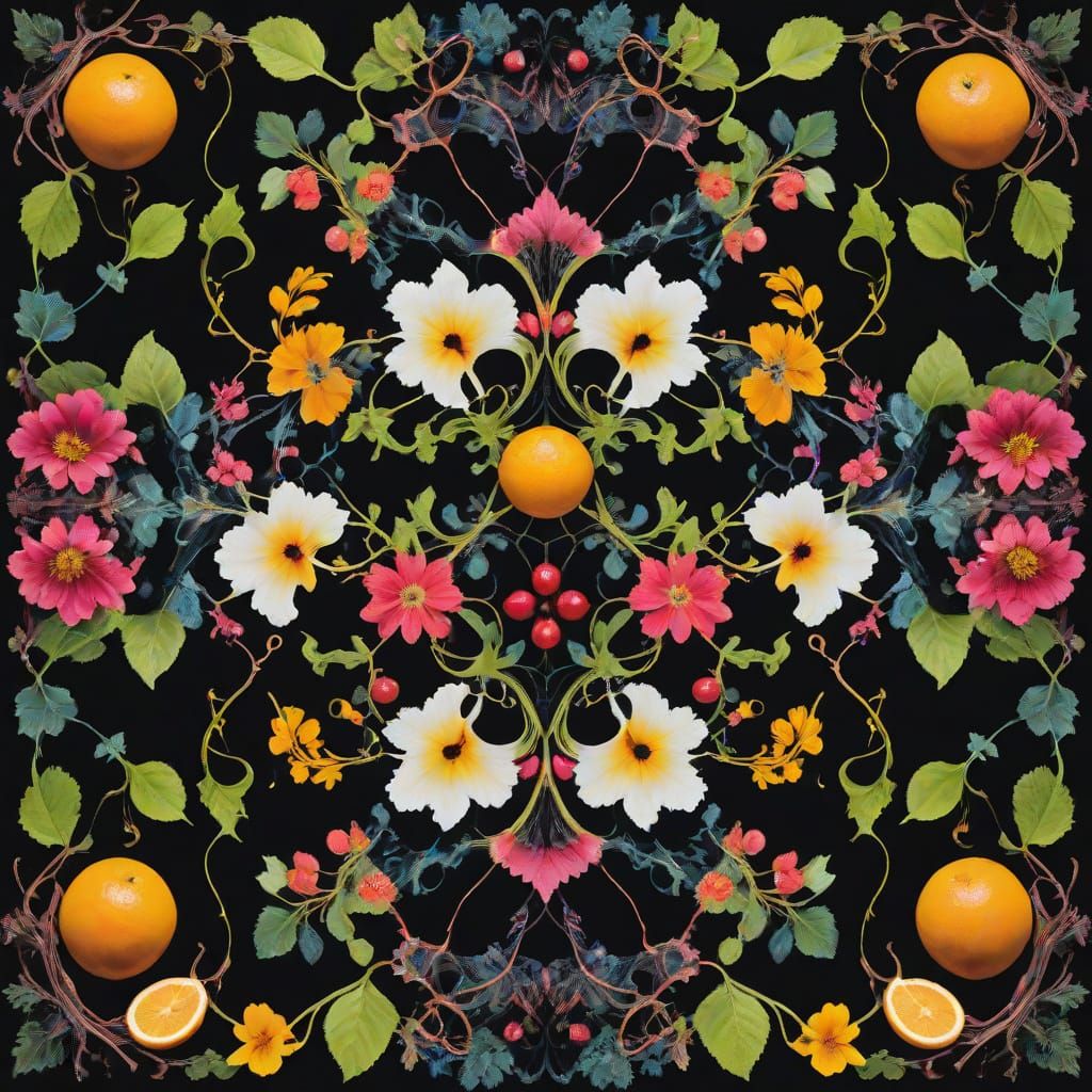 Surreal Floral Patterns in Rorschach Test Design