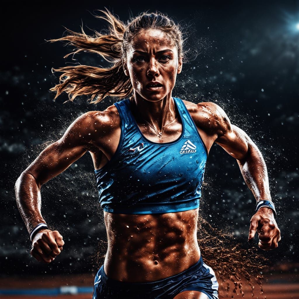 Hyper-Realistic Sports Photo of Running Athlete