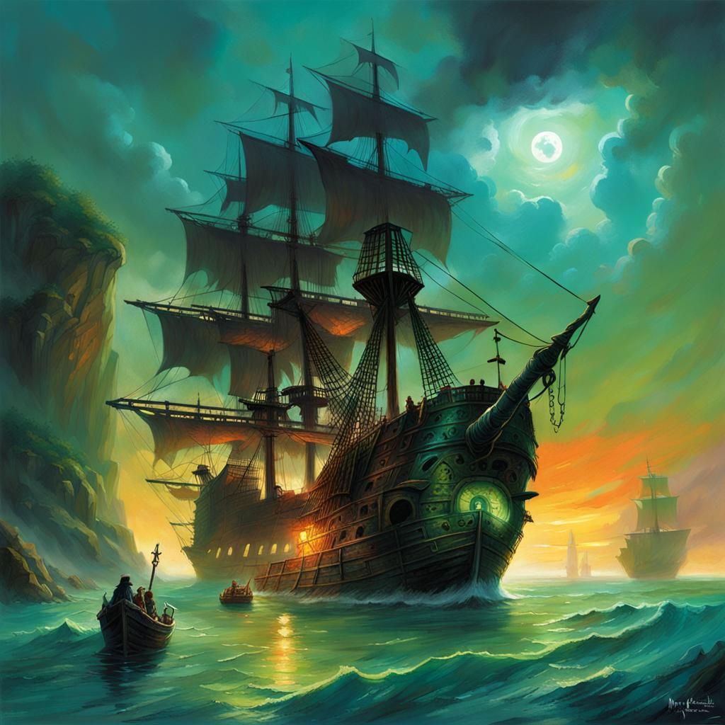 Eerie Ghost Ship Docks on Pirate Island