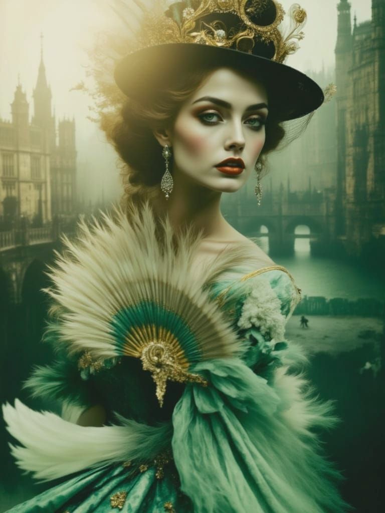 Vintage Art Nouveau Portrait in Dark Fantasy Style