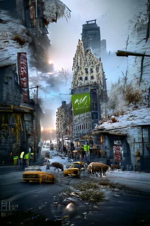 Post-Nuclear Winter Ruins of New York City