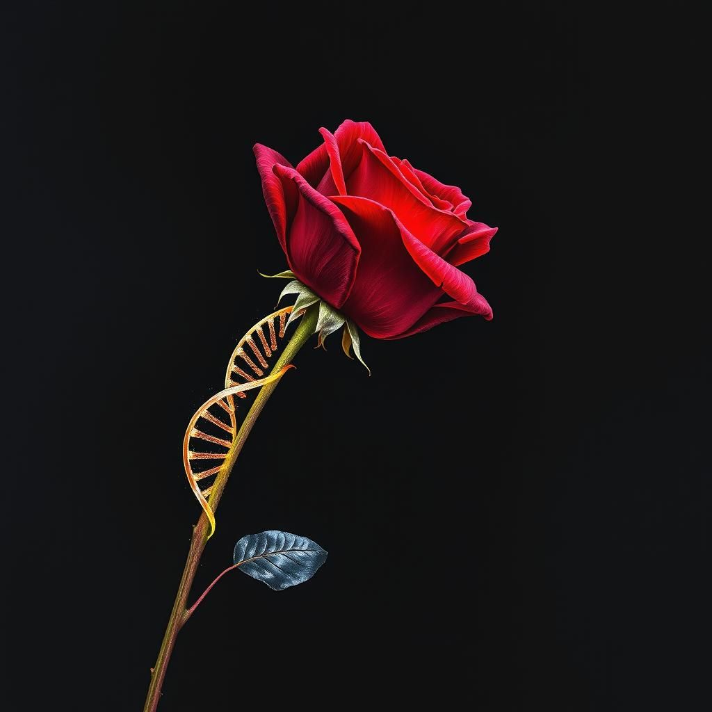 Glowing DNA Rose: Ethereal Alcohol Ink Art