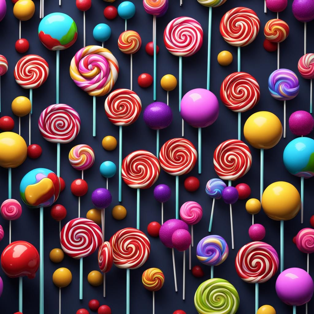 Colorful Lollipops in Detailed Matte Painting