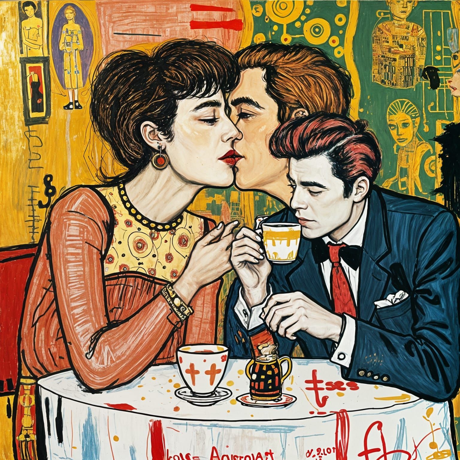 Basquiat's Graffiti Art Version of Klimt's The Kiss