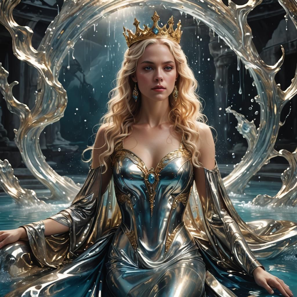 Goddess of Liquid Mercury in Detailed Digital Art