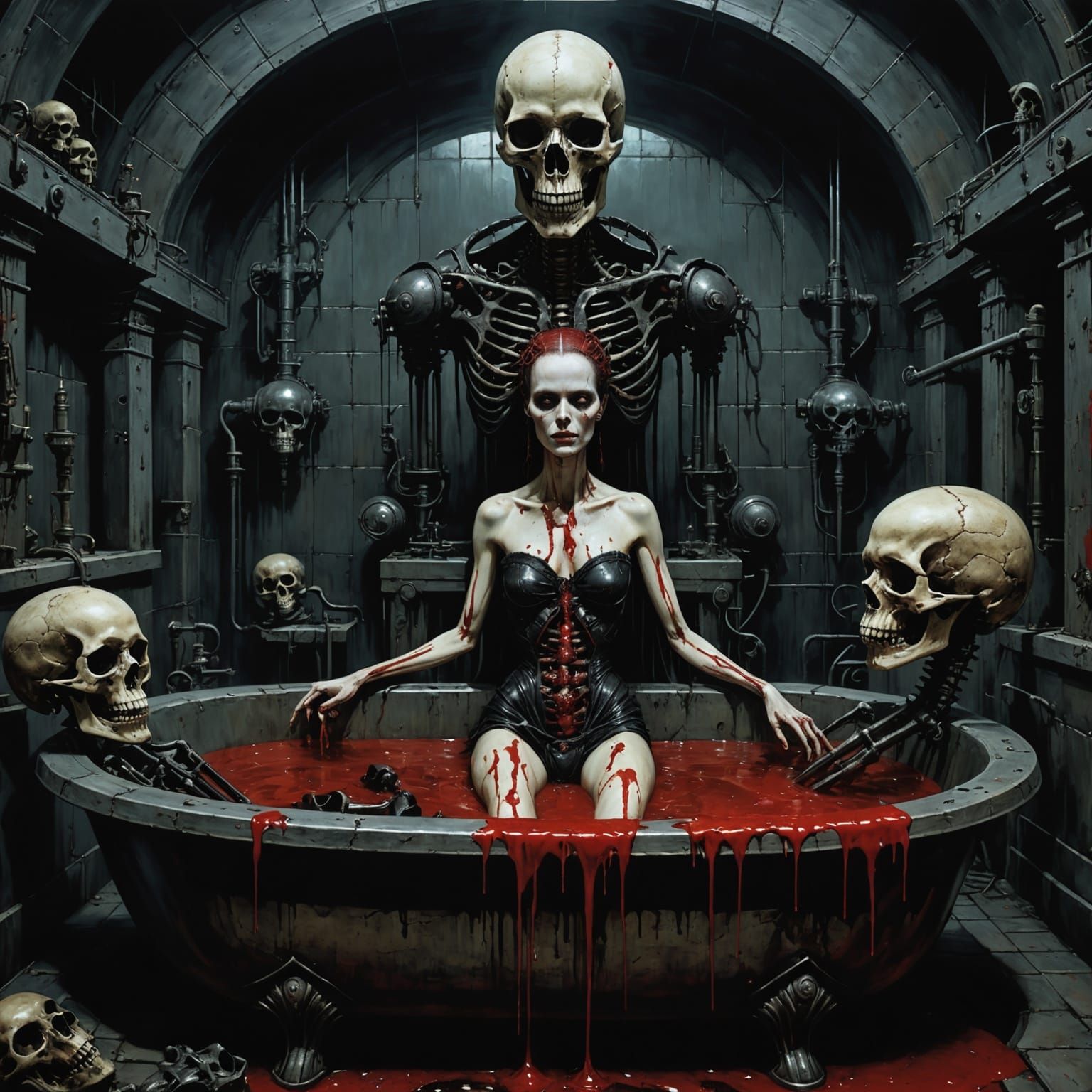 Elisabeth Bathory's Biomechanical Bath in Giger Style