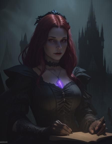 Evil Queen with Ginger Hair in Rococo Dress