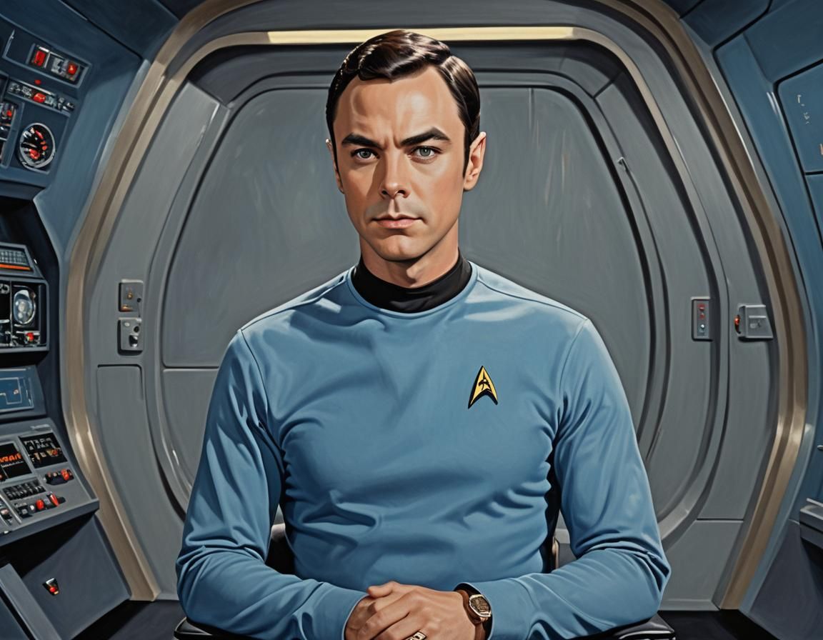 Sheldon Cooper as Spock: Oil Painting Portrait