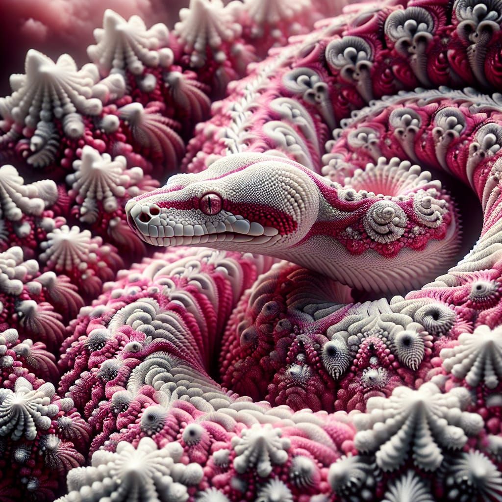 Hyperrealistic Fractal Boa in Pastel Hues