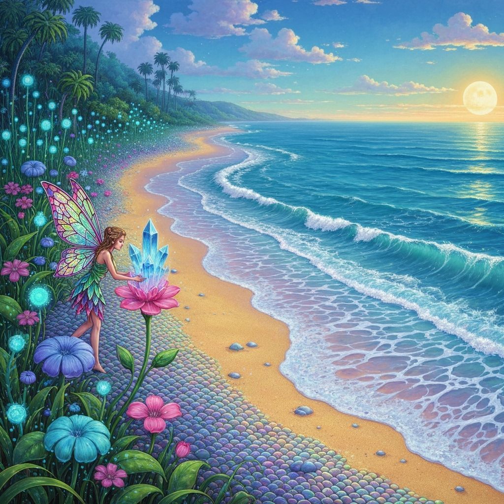 Moonlight Beach with Scale Sand & Crystal Flower