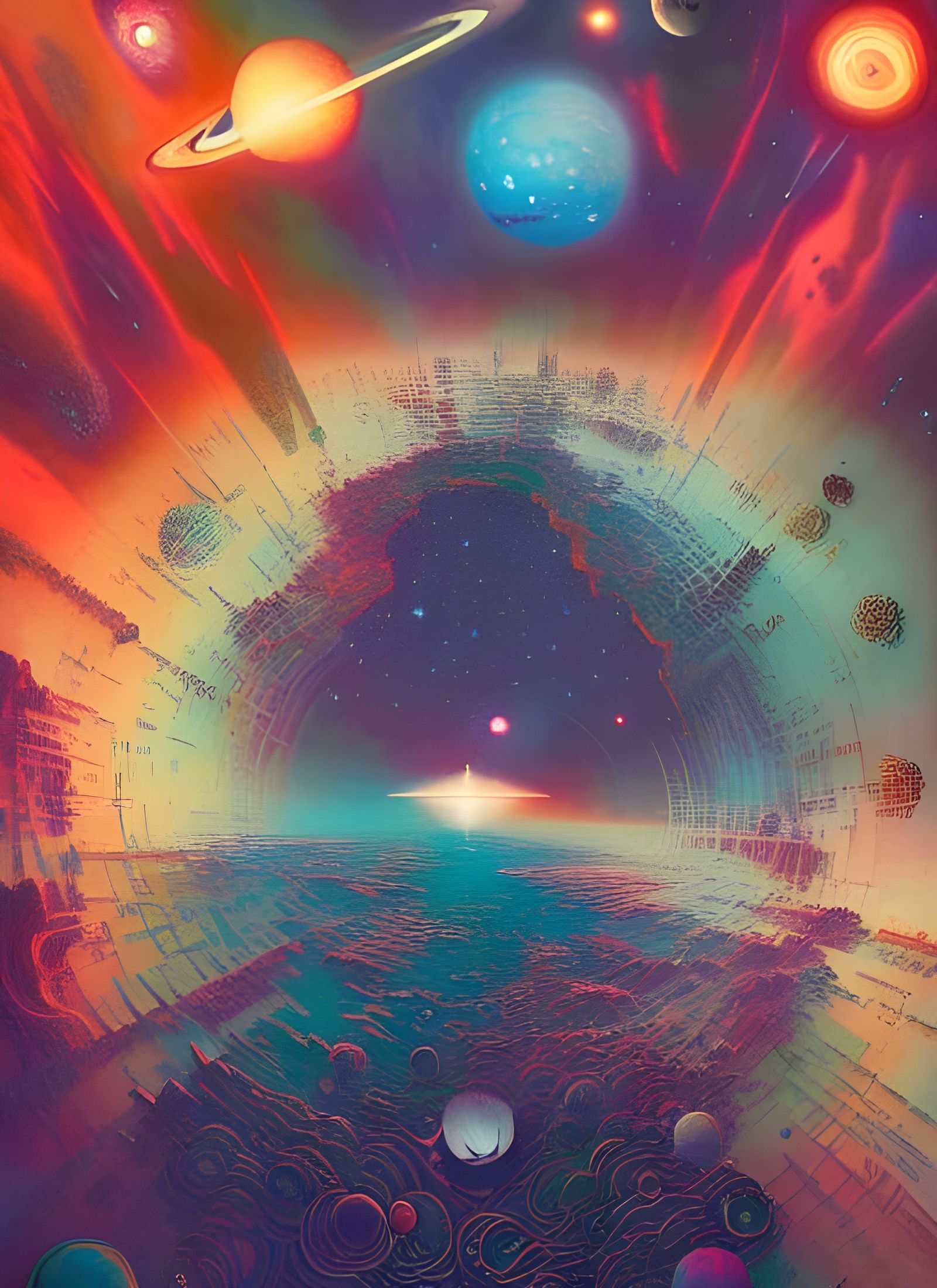 Spectacular Outer Space Scene in Expressionist Style