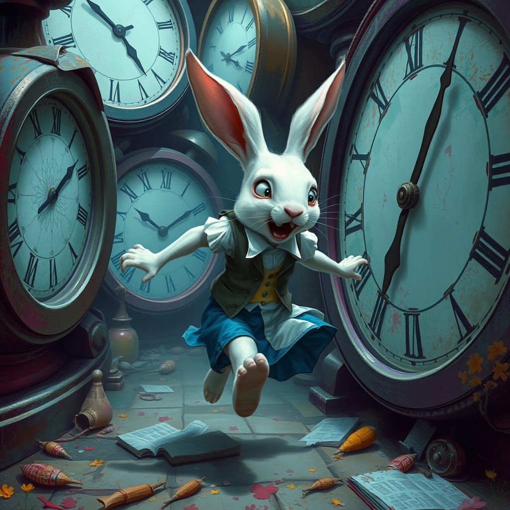 White Rabbit Runs Through Time: Digital Fantasy Art