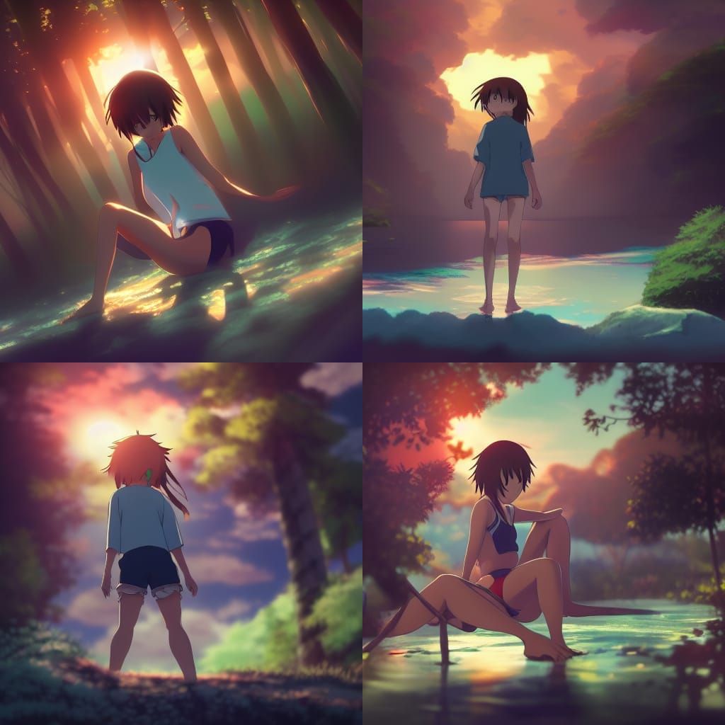 Anime Tomboy Bikini in Studio Ghibli Style